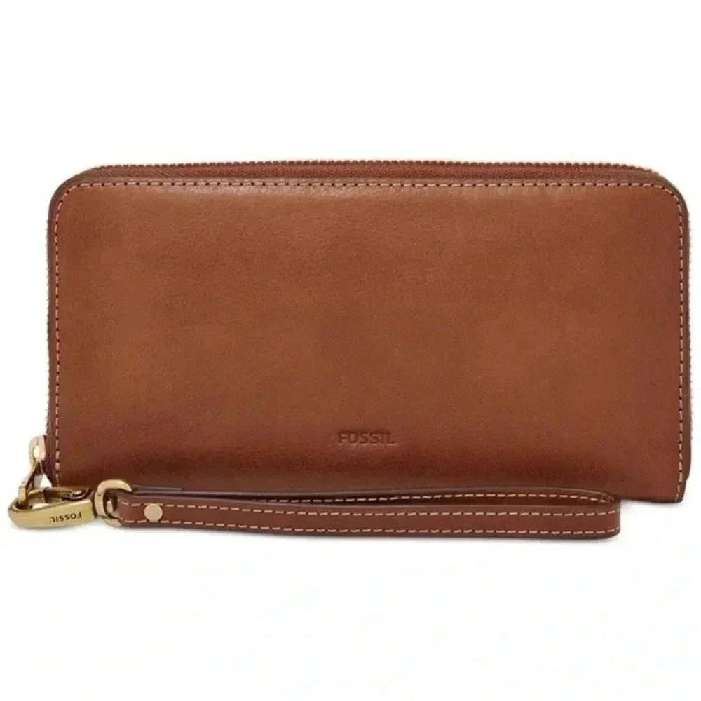 Fossil Emma RFID Leather Large Zip Clutch Wallet